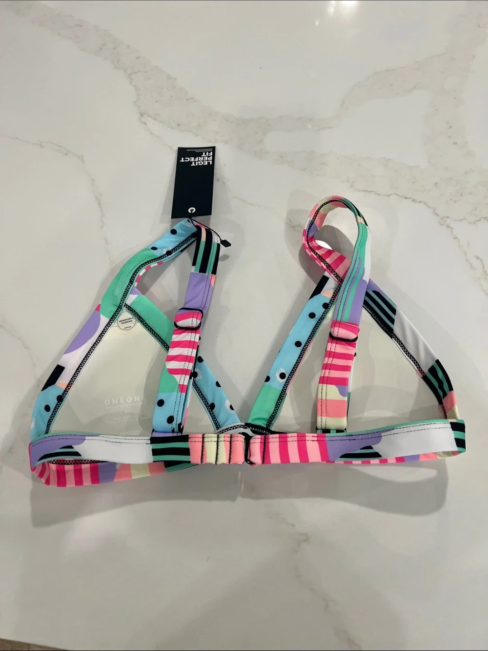 ONEONE Geometric Pink & Mint Triangle Bikini Set size Large
